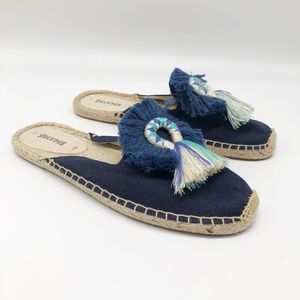 Soludos Blue Kiki Tassel Mule